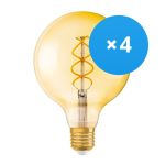 Confezione Multipack 4x Osram Vintage 1906 LED E27 Globe Filamento Oro 125mm 5W 250lm - 820 Bianco Molto Caldo | Sostitutiva 25W