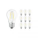 Confezione Multipack 10x Ledvance Classic LED E27 Sferica Filamento Chiara 2.5W 250lm - 827 Bianco Molto Caldo | Sostitutiva 25W